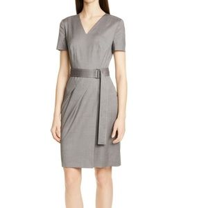 Hugo Boss Dasuala Belted Melange Wool Dress
